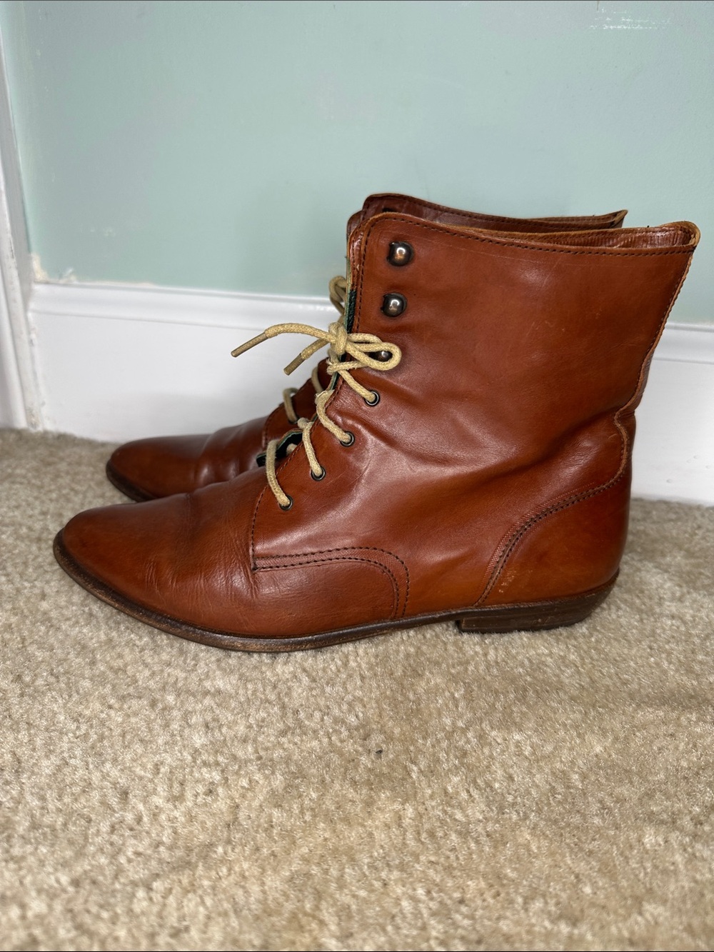 Vintage Joan & David Leather Lace Up Ankle Boots Made in Italy Size 7-8